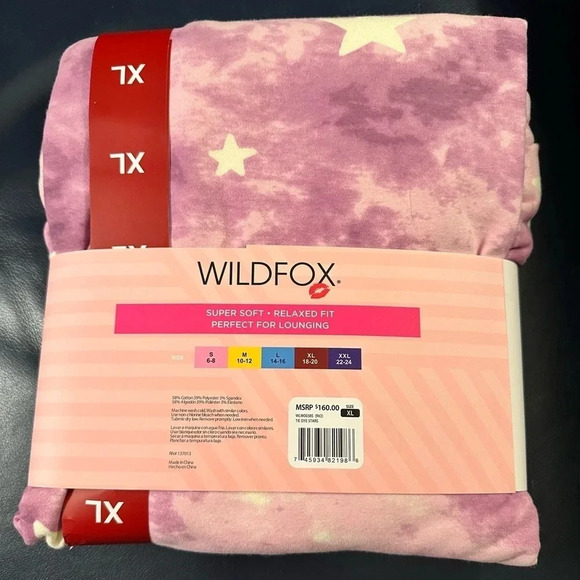 WILDFOX Ladies Sweatshirt & Short Lounge Set Tie Dye Stars XL | MSRP $160 | NWT - Picture 8 of 14